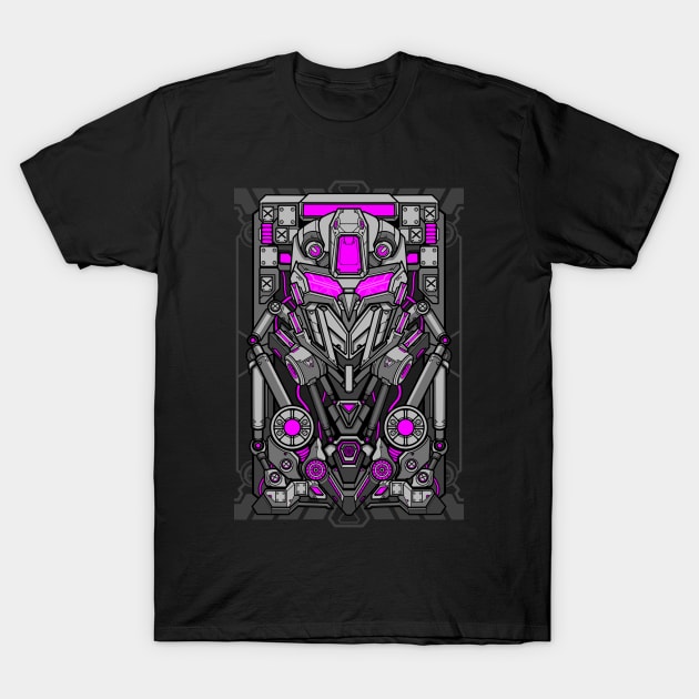 Mecha robot head shield card design T-Shirt by eleazarion